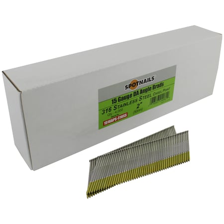 Spotnails Collated Brad Nail, 15 ga, 316 Stainless Steel, Brad Head, 34 Degrees 1516APS-316